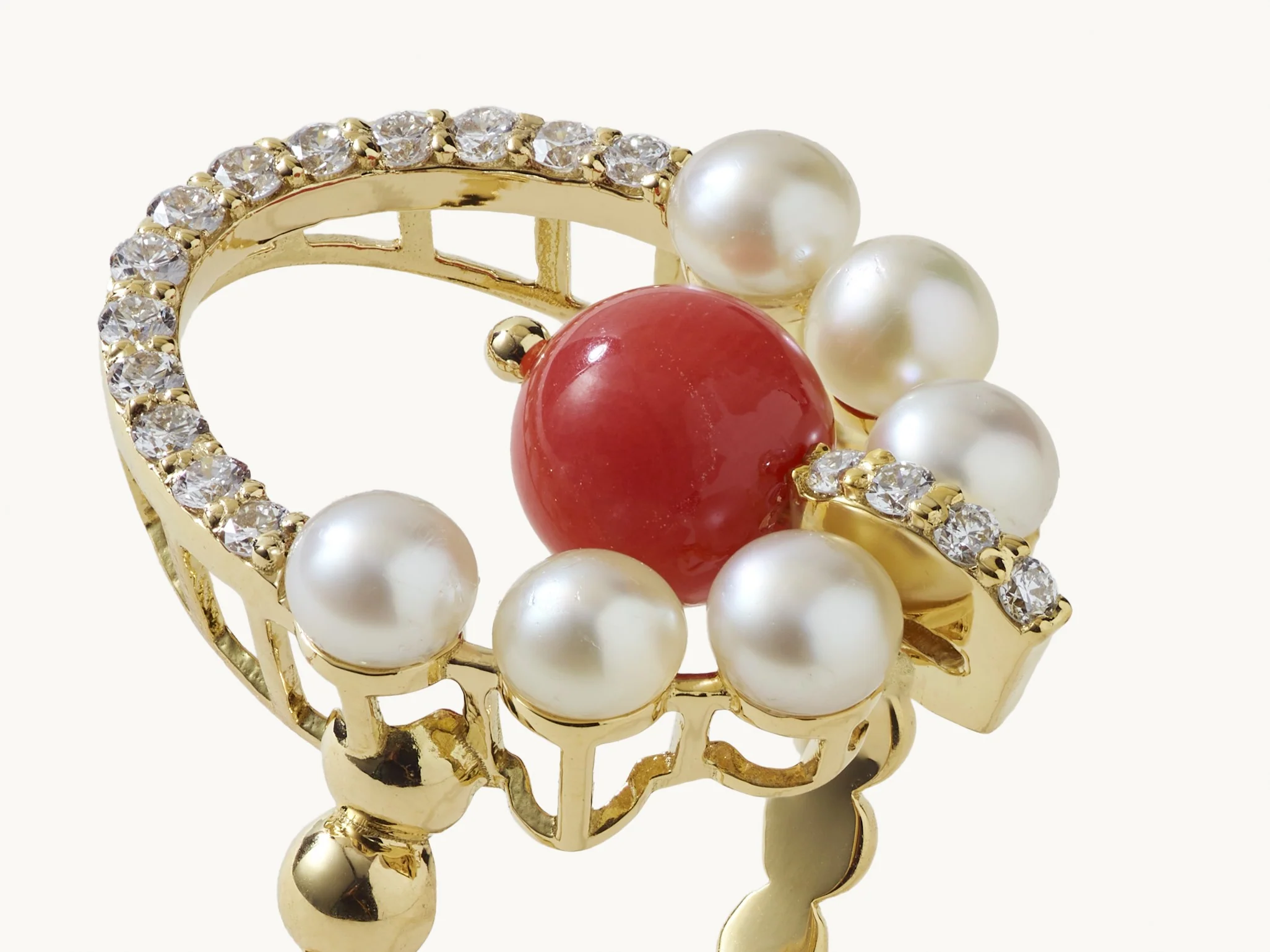 Coral and Pearls Ring - Image 3